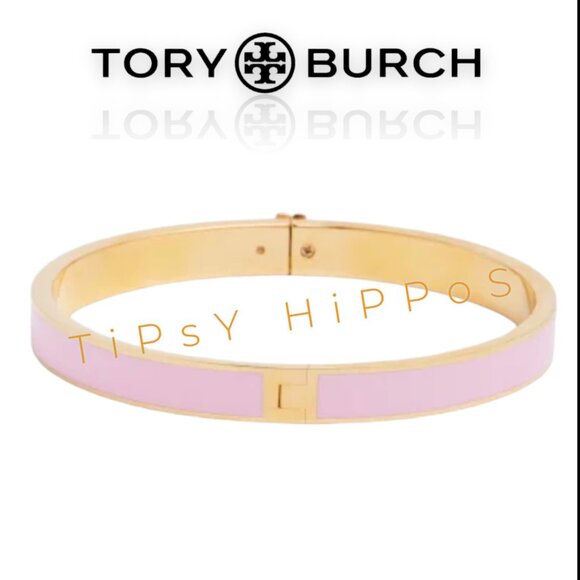 Tory Burch Pink Kira Hinged Bangle Bracelet - Picture 3 of 5